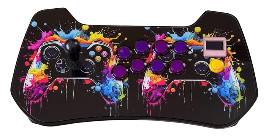 Renkli gamepad temalı arcade stick
